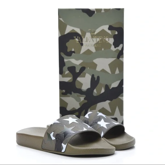 valentino camo slides womens